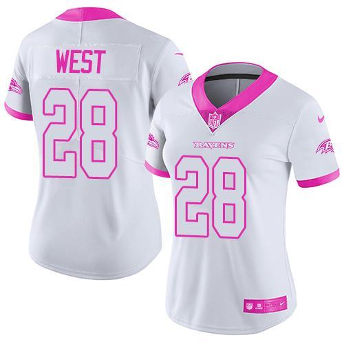 Women White Pink Limited Rush jerseys-070